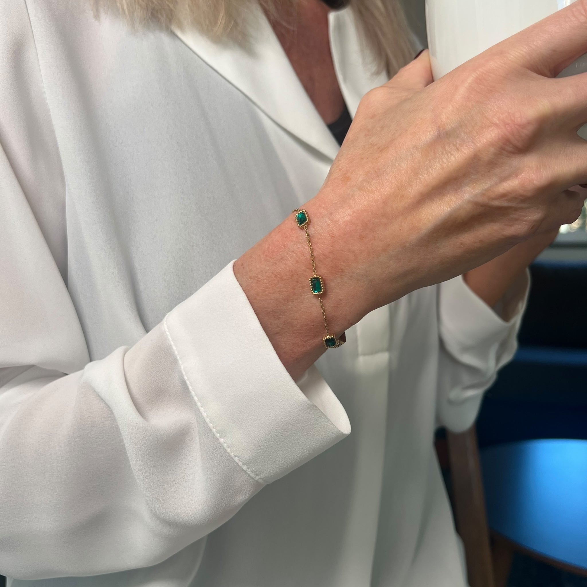 Armbånd med grønne cubic zirkonia