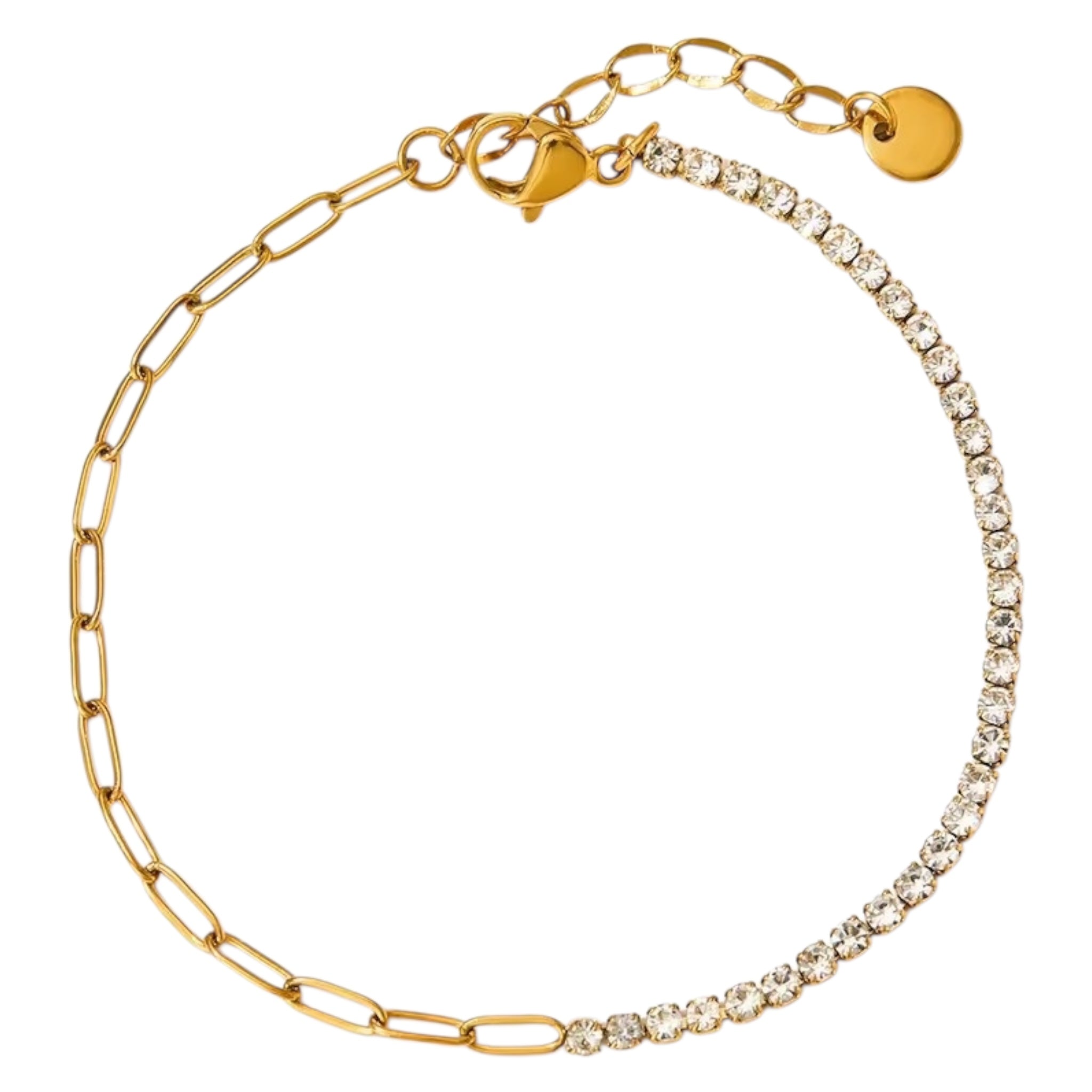 Paperclip-armbånd med klare cubic zirkonia