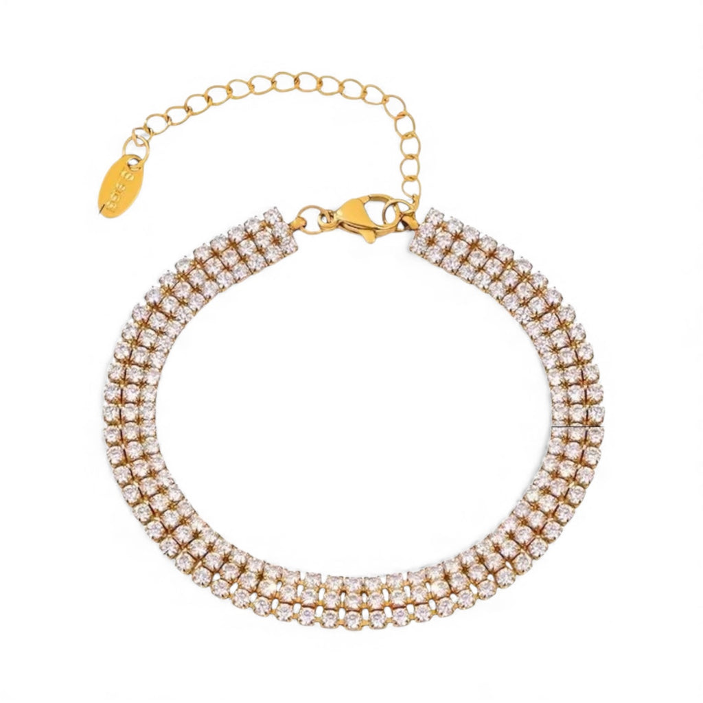 Bredt tennisarmbånd med klare cubic zirkonia