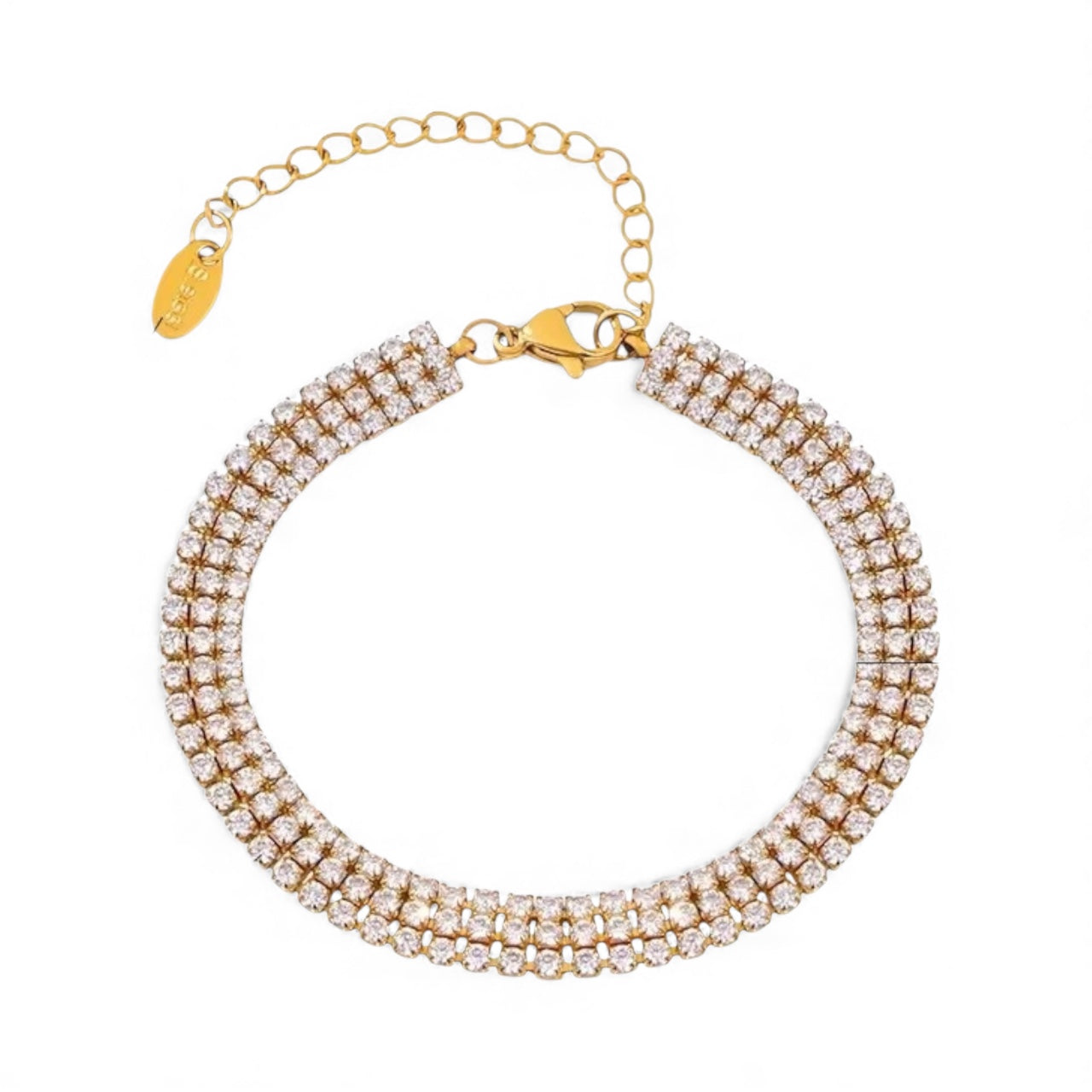 Bredt tennisarmbånd med klare cubic zirkonia