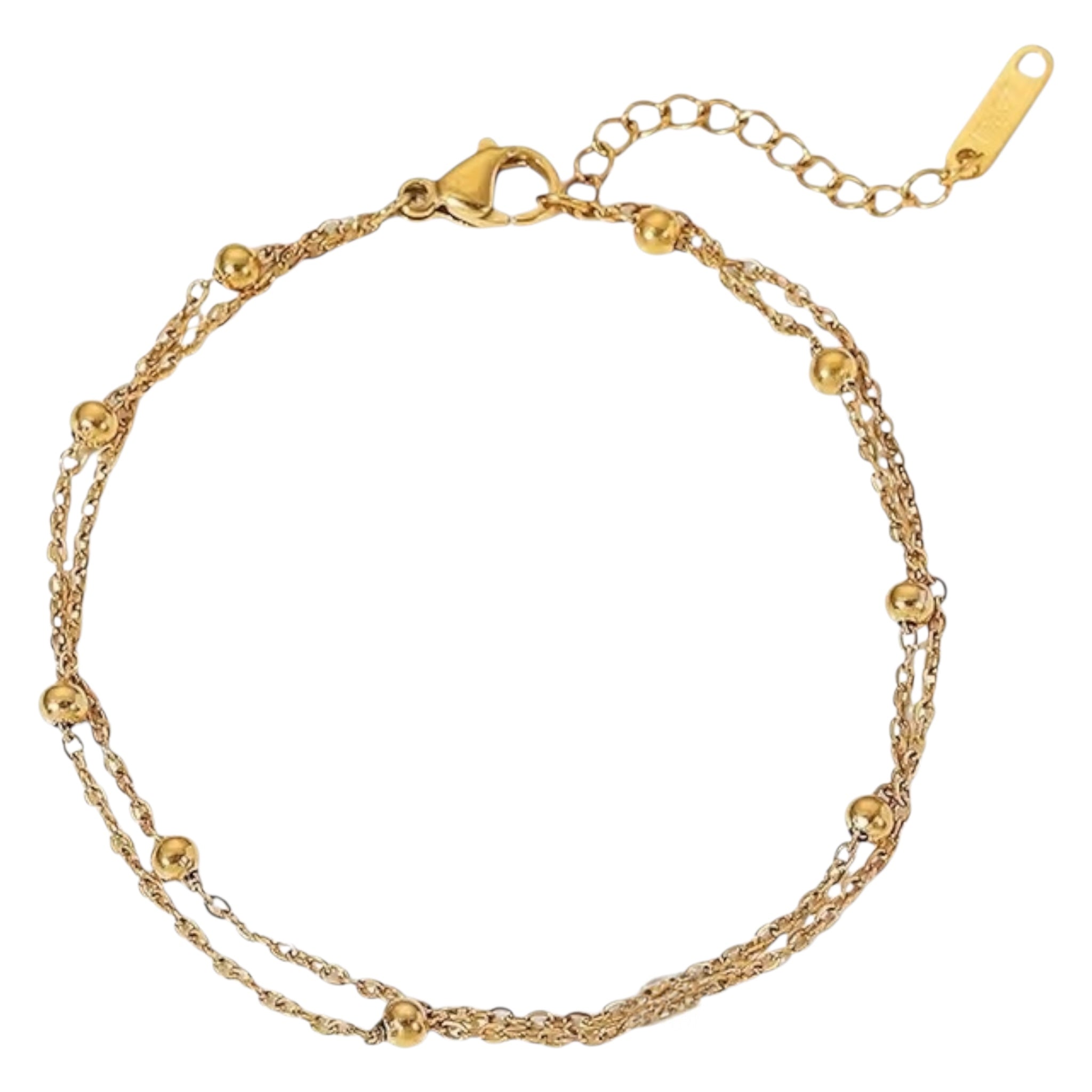 Dobbelt kæde-armbånd med små gulddetaljer