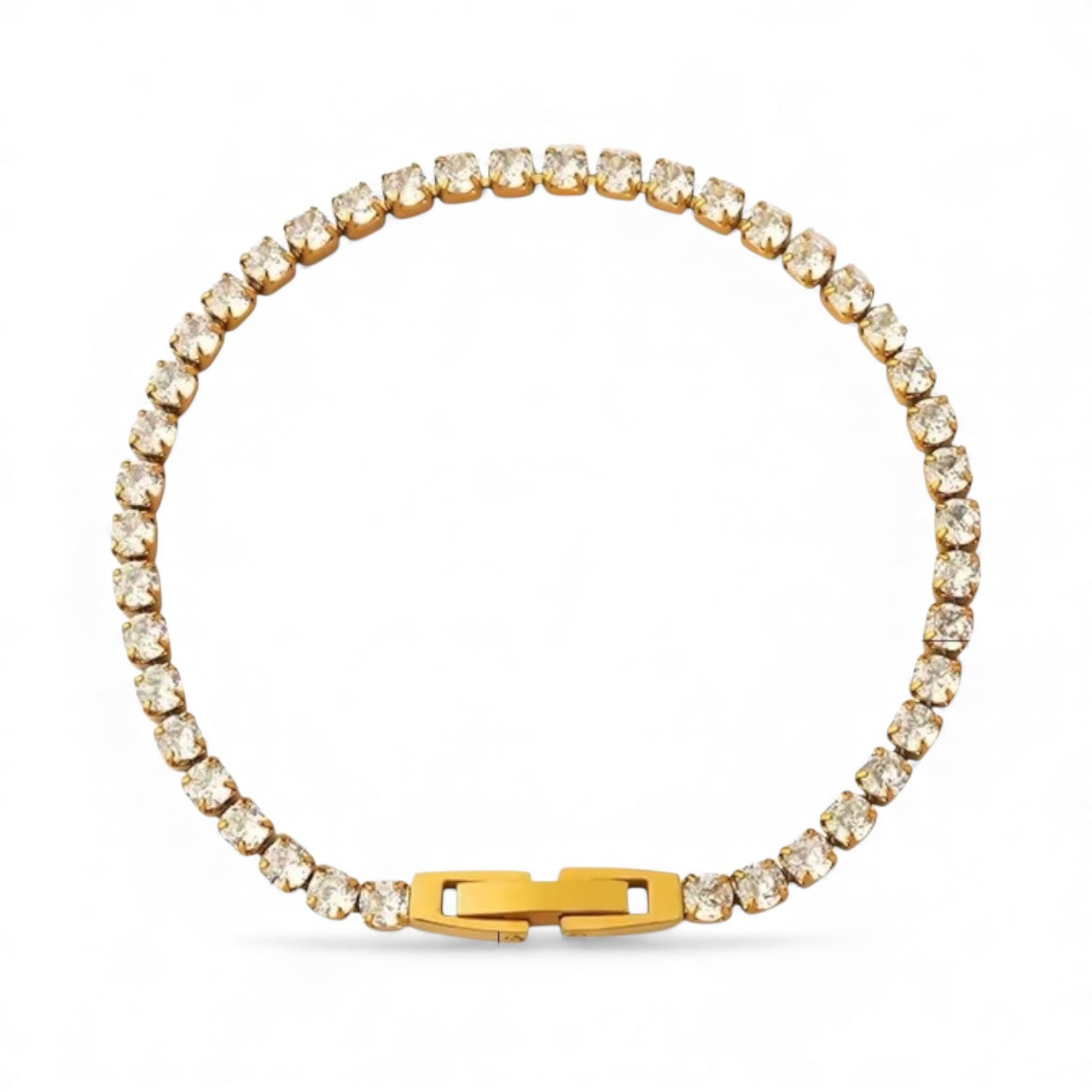 Klassisk tennisarmbånd med klare sten