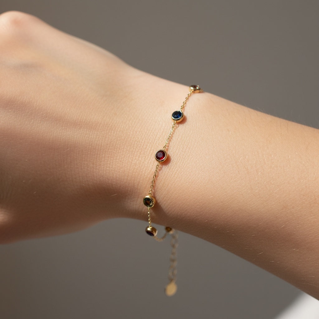 Armbånd med farvede cubic zirkonia