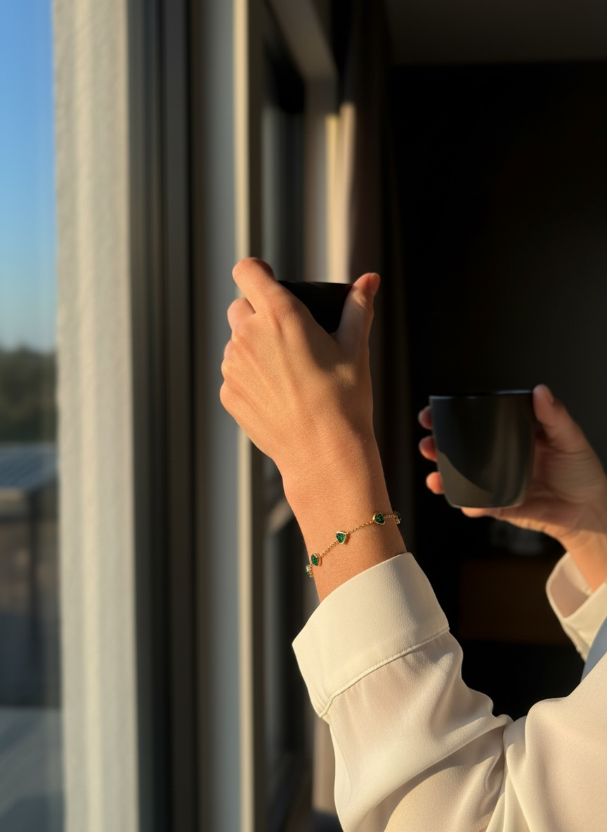 Armbånd med grønne hjerteformede cubic zirkonia